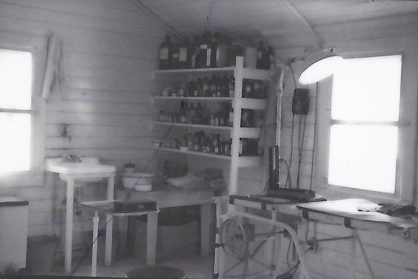 Interior view of Pine Ridge Clinic, 1950's